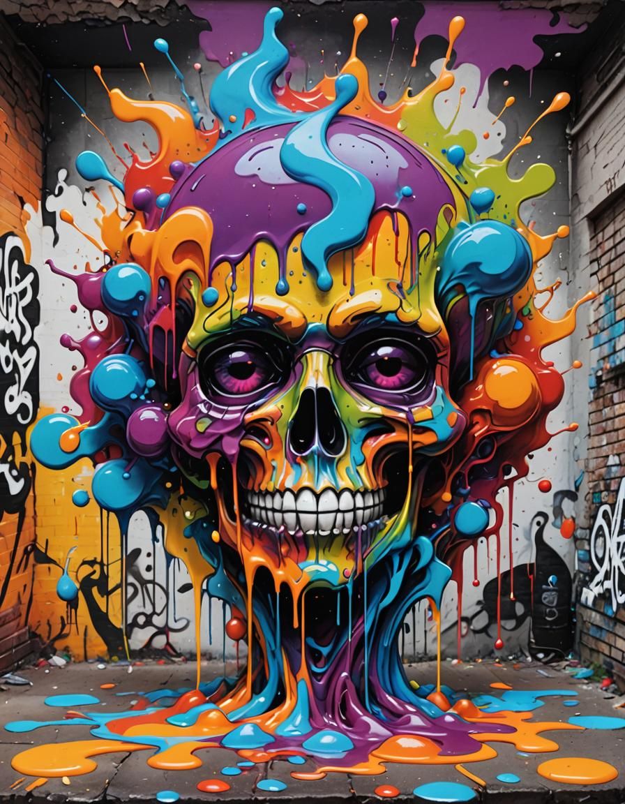 Psychedelic Graffiti Album Cover in Splash Art Style