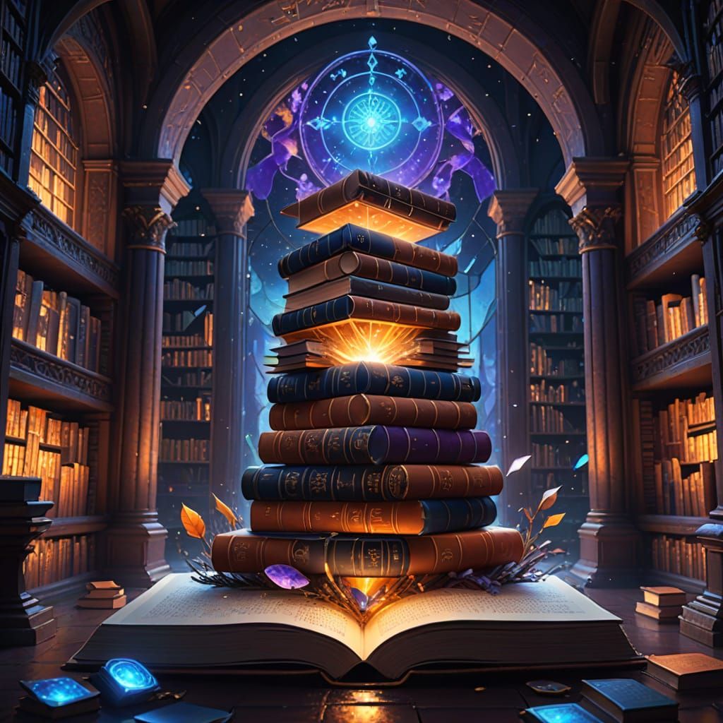 Celestial Library on Floating Island: Fantasy Concept Art