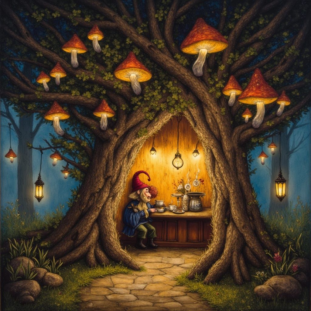 Enchanted Tree Hollow Café With Stardust Brew