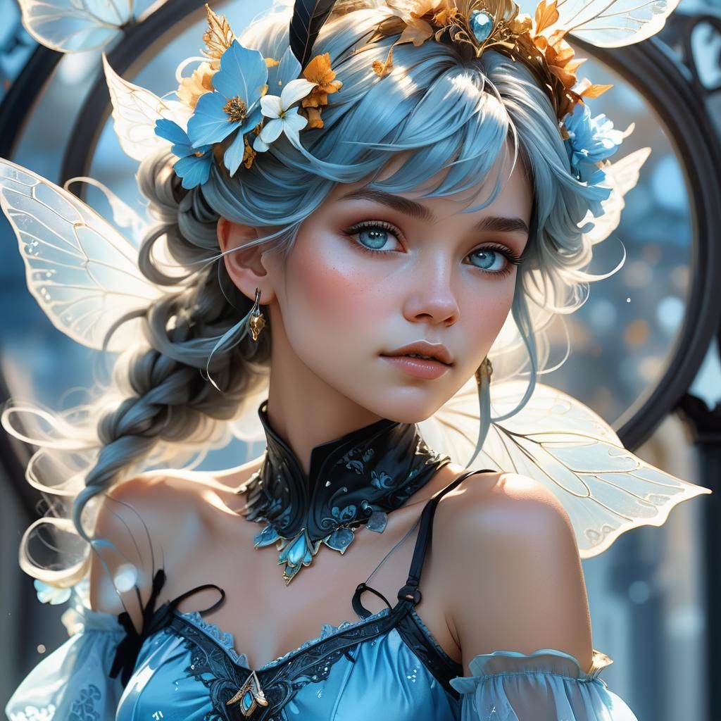 Weather Fairy Queen Summons Storm in Art Nouveau Style