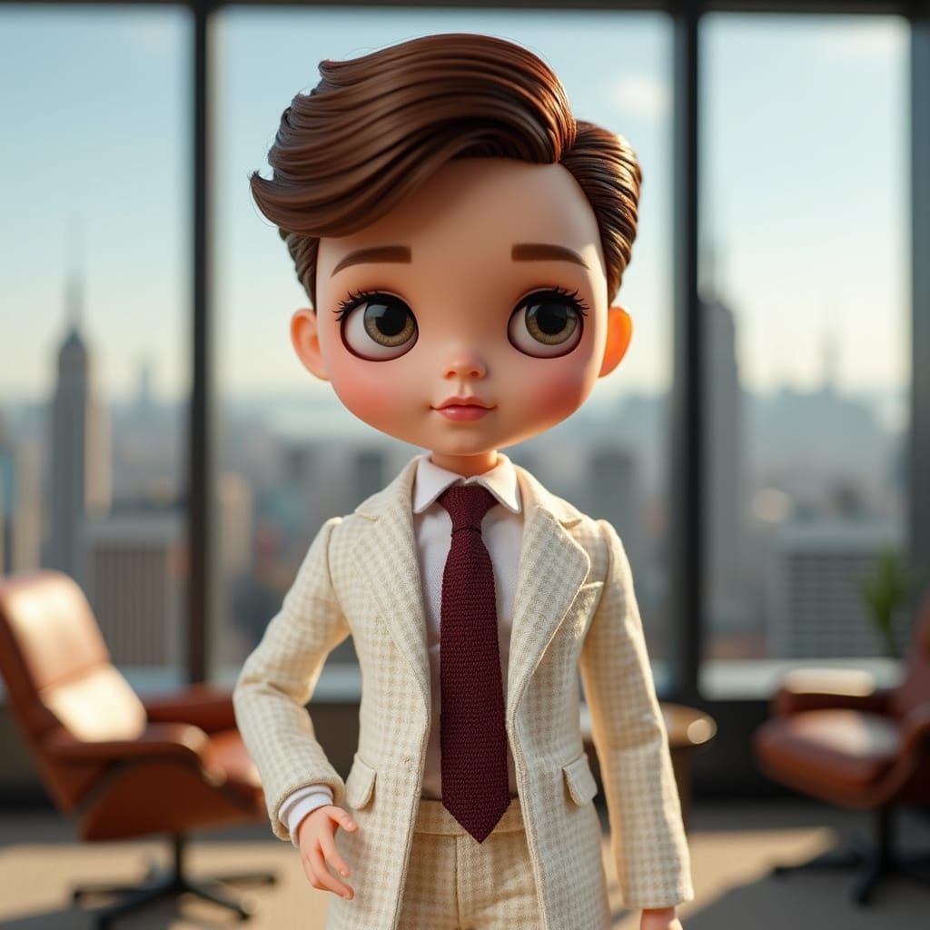 Dapper Male Blythe Doll in Upscale Office Elegance