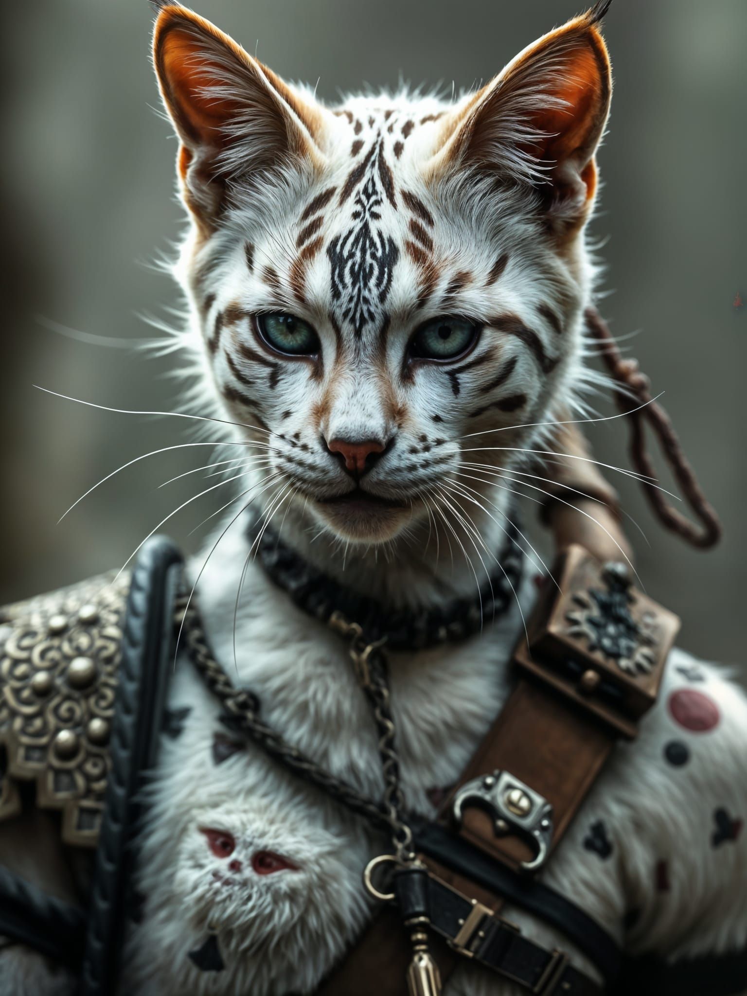 Anthropomorphic Wildcat Girl with War Paint in 4K