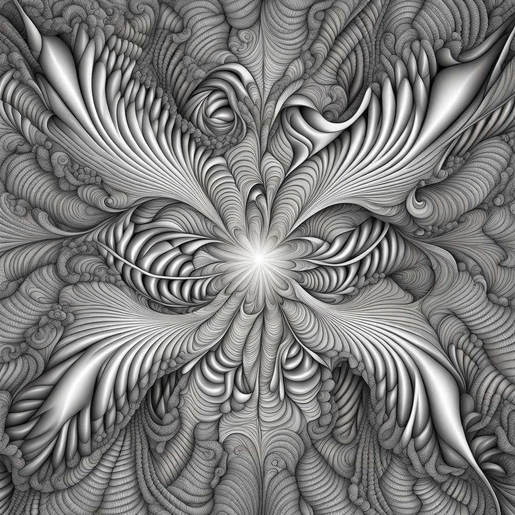 Abstract Spiritual Vector Fractal with 3D Shading