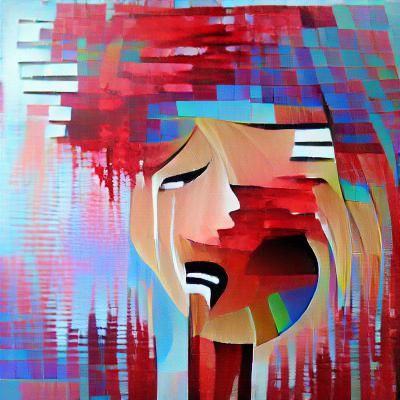 Abstract Acrylic Art: Girl Crying Blood