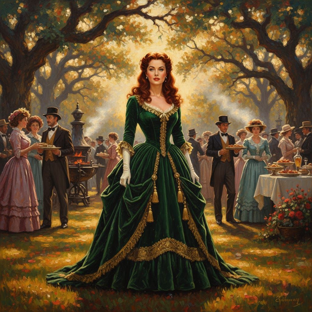 Scarlett O'Hara in Green Gown at Twelve Oaks