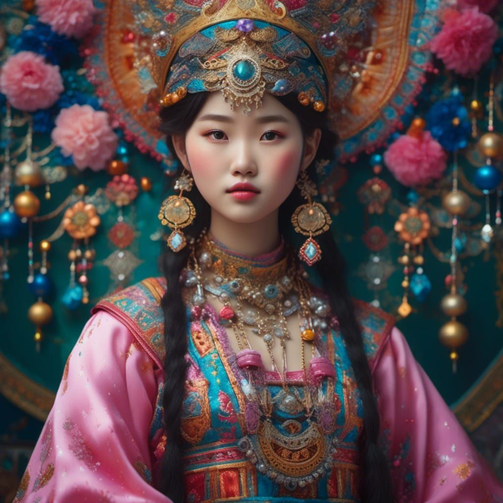 Hmong Outfit with Jewelry and Hair Accessories