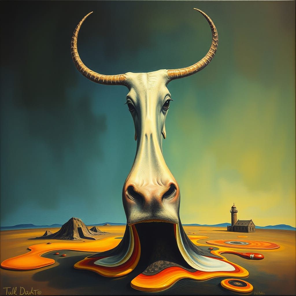 Melting Tusk in Surrealist Oil Painting Style