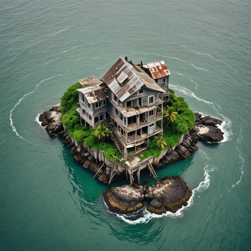 Rickety House on Tiny Ocean Island