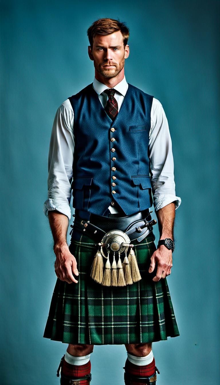 Handsome Scottish Man in Kilt: Professional Portrait