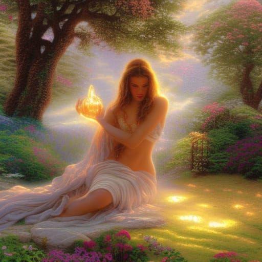 Aphrodite: Glowing Goddess in Ethereal Mist