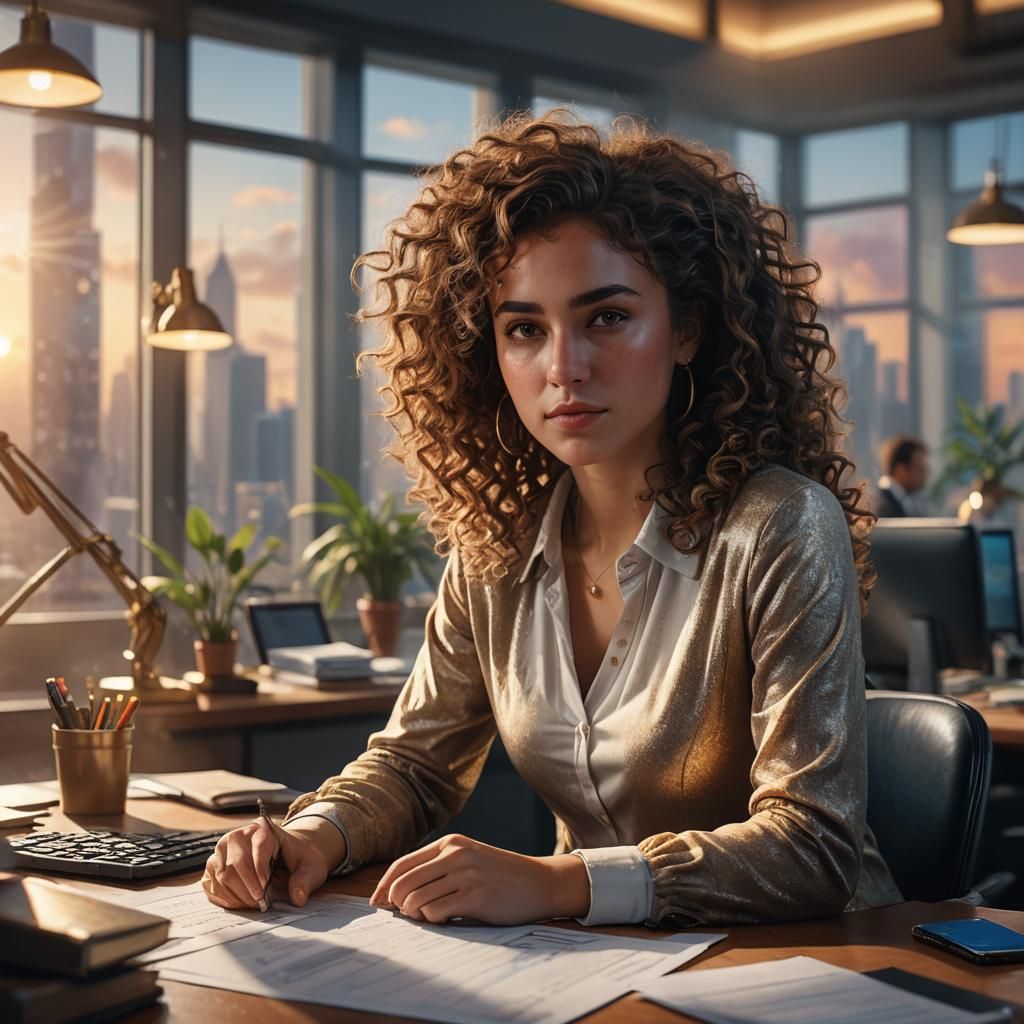 Fantasy Office Concept Art: Woman at Desk