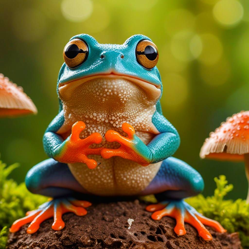 Chubby Frog Caught Mid-Sneeze in Macro Photography