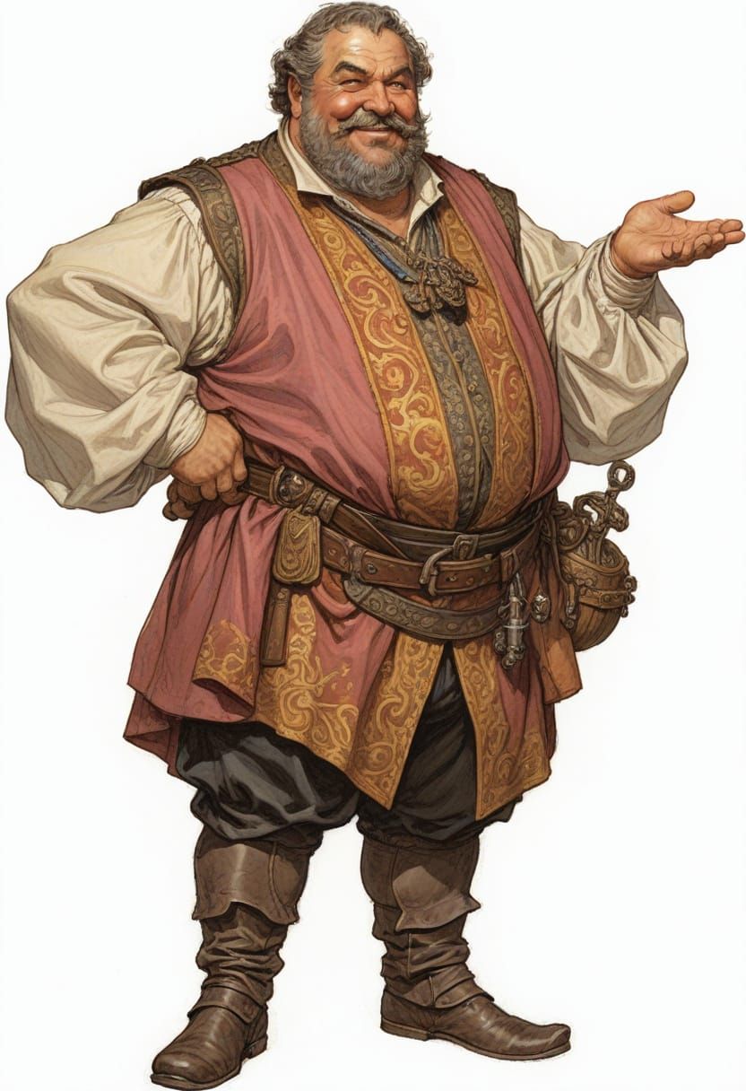 Chubby Renaissance Merchant in Boris Vallejo Style