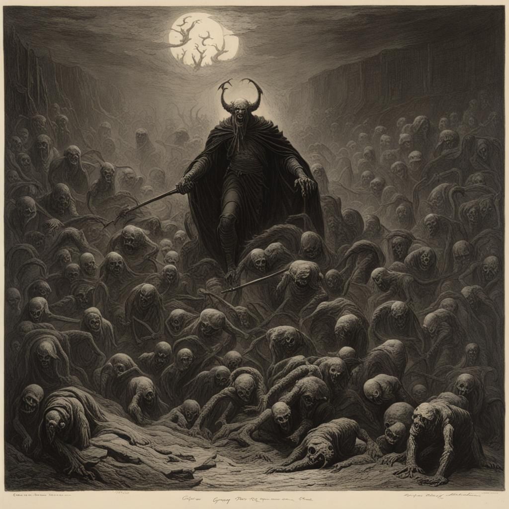 Infernal Landscape in the Style of Dark Fantasy Art