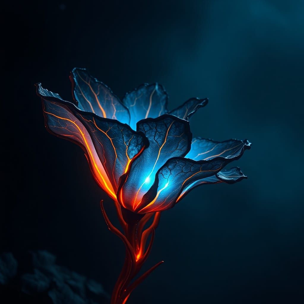 Bioluminescent Boneflower in Dark Fantasy Concept Art Style
