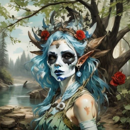 Surreal Landscape with Pandanis Trees and Melting Oil