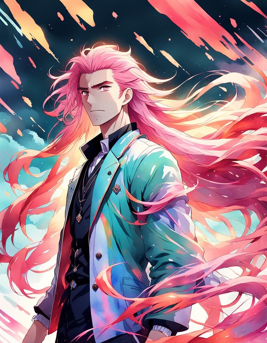 Stylish Pink-Haired Man in Anime Key Visual