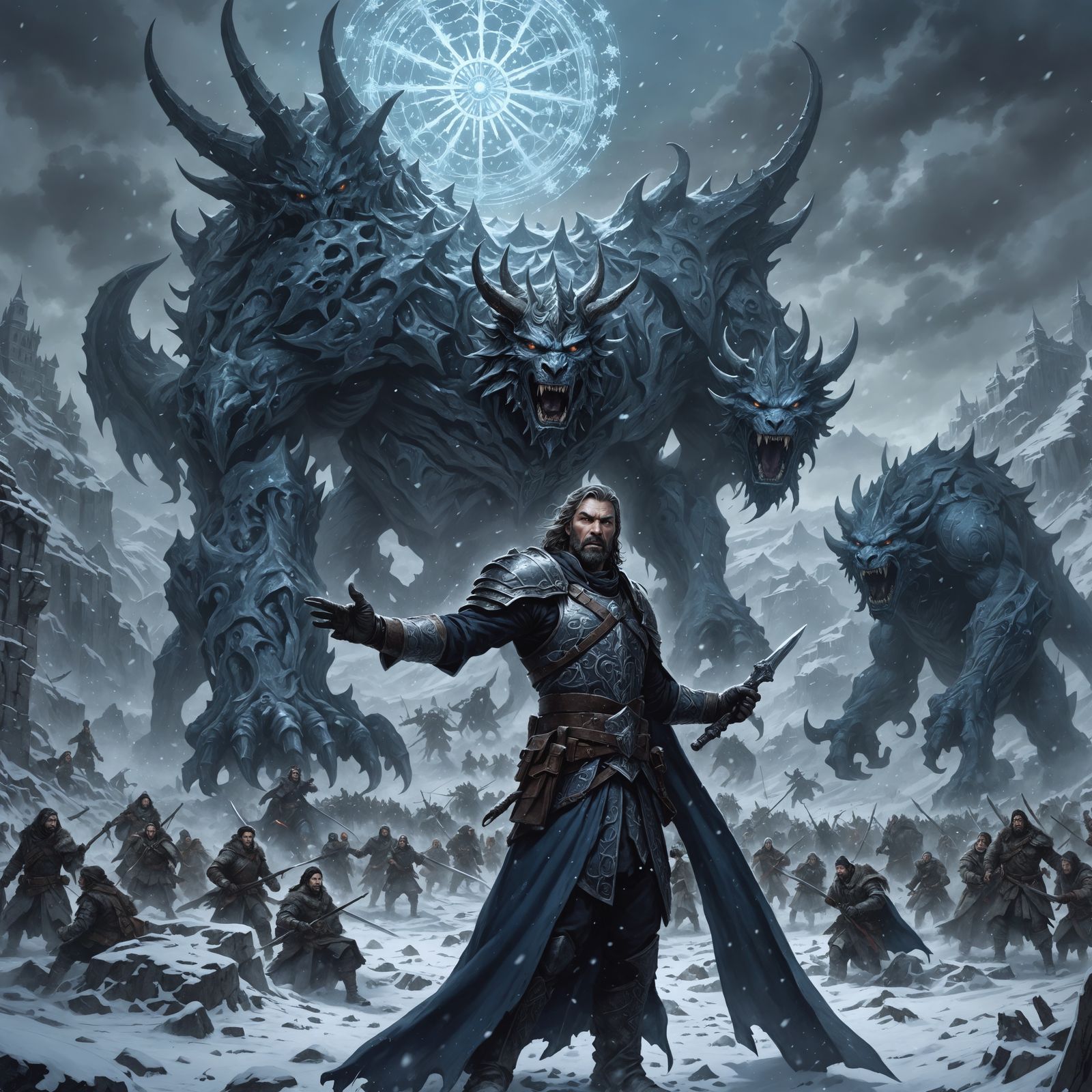 Epic Dark Winter Fantasy Battle Scene