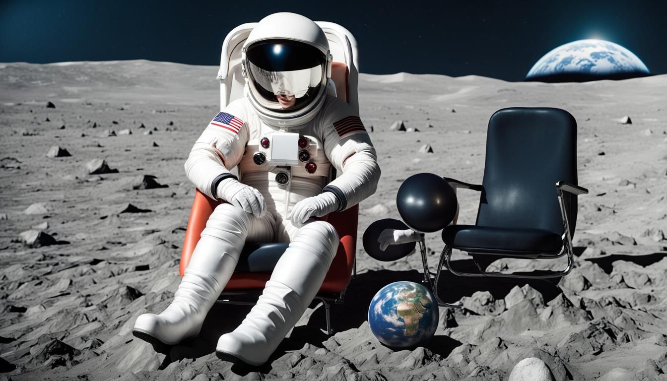 Astronaut on the Moon Watching Earth Rise
