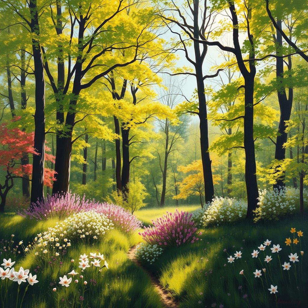 Spring Forest Glade: An Impasto Oil Painting