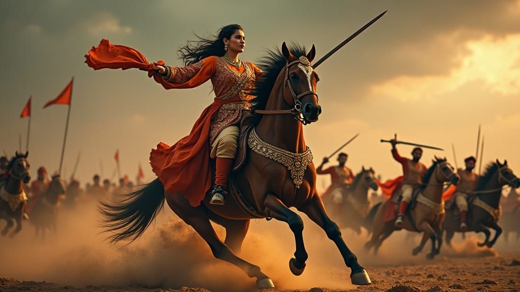 Queen Lakshmibai in Epic Battlefield Combat