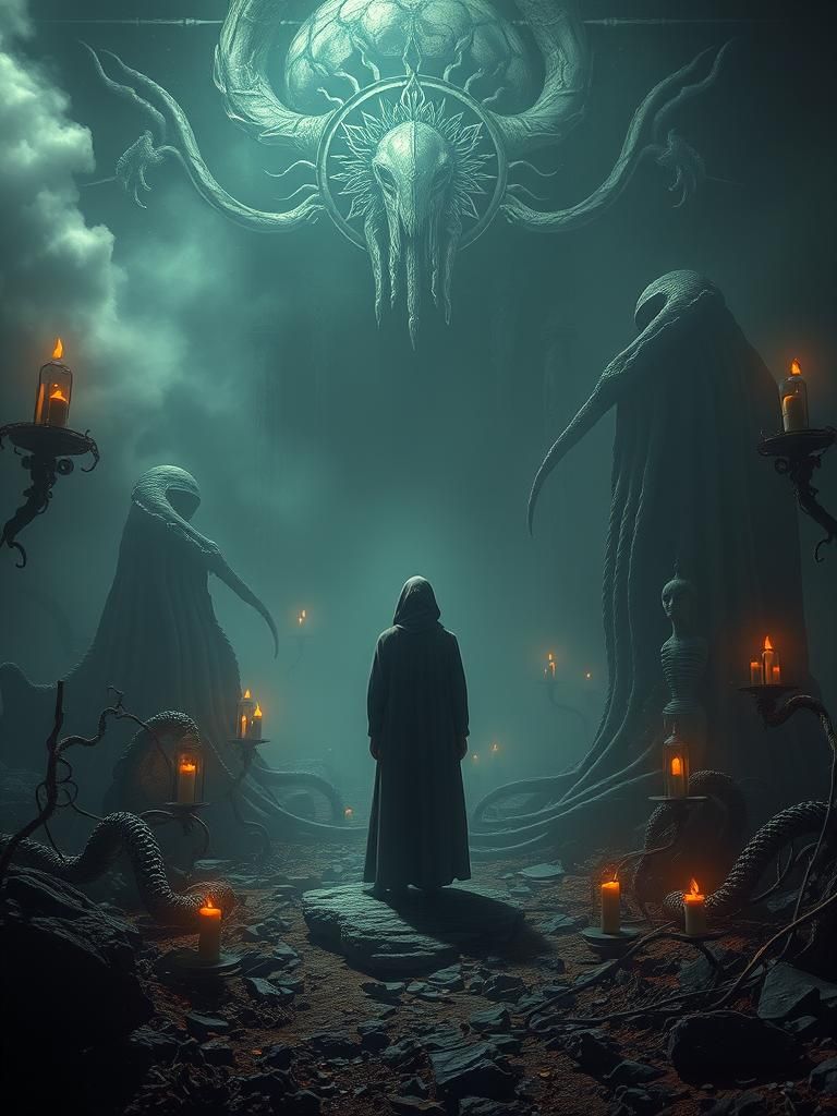 Dreamlike Figure in Surreal Mystical Scene