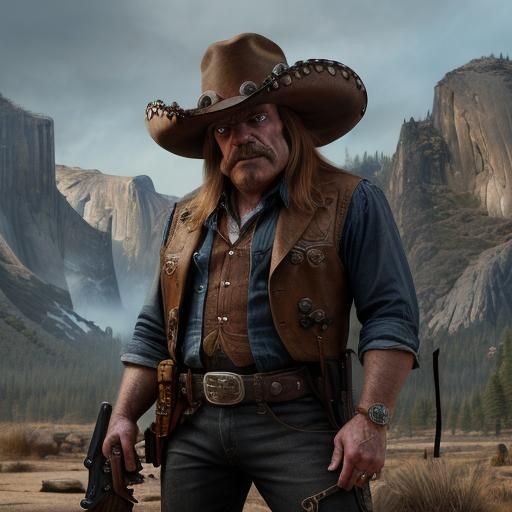 Aggressive Yosemite Sam Outlaw in Detailed Digital Painting