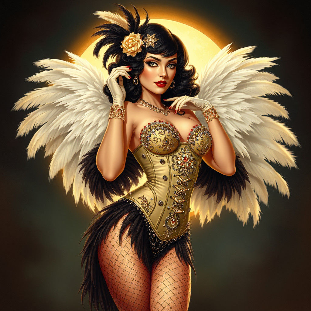 1920s Burlesque Dancer in Art Deco Style