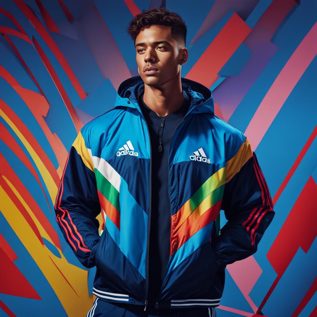 Handsome Man in Blue Windbreaker: Hyperrealistic Portrait