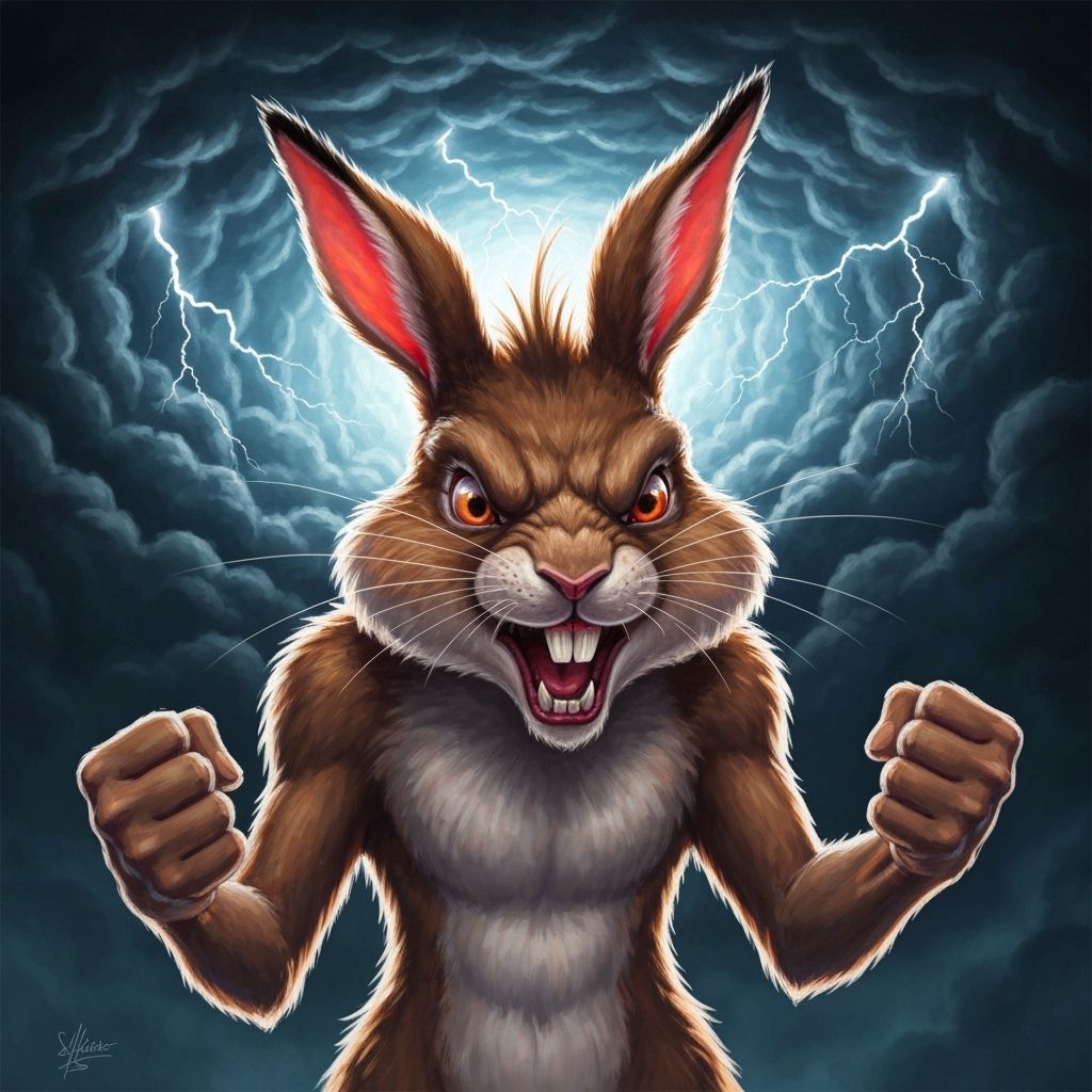 Furious Rabbit Art in Frazetta, Mead, and Stalenhag Style