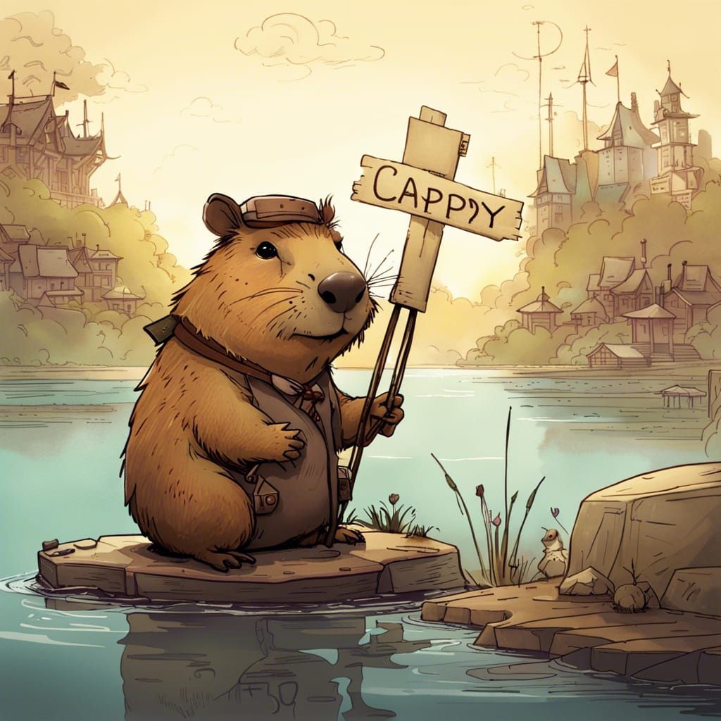 Capybara Holding a Sign