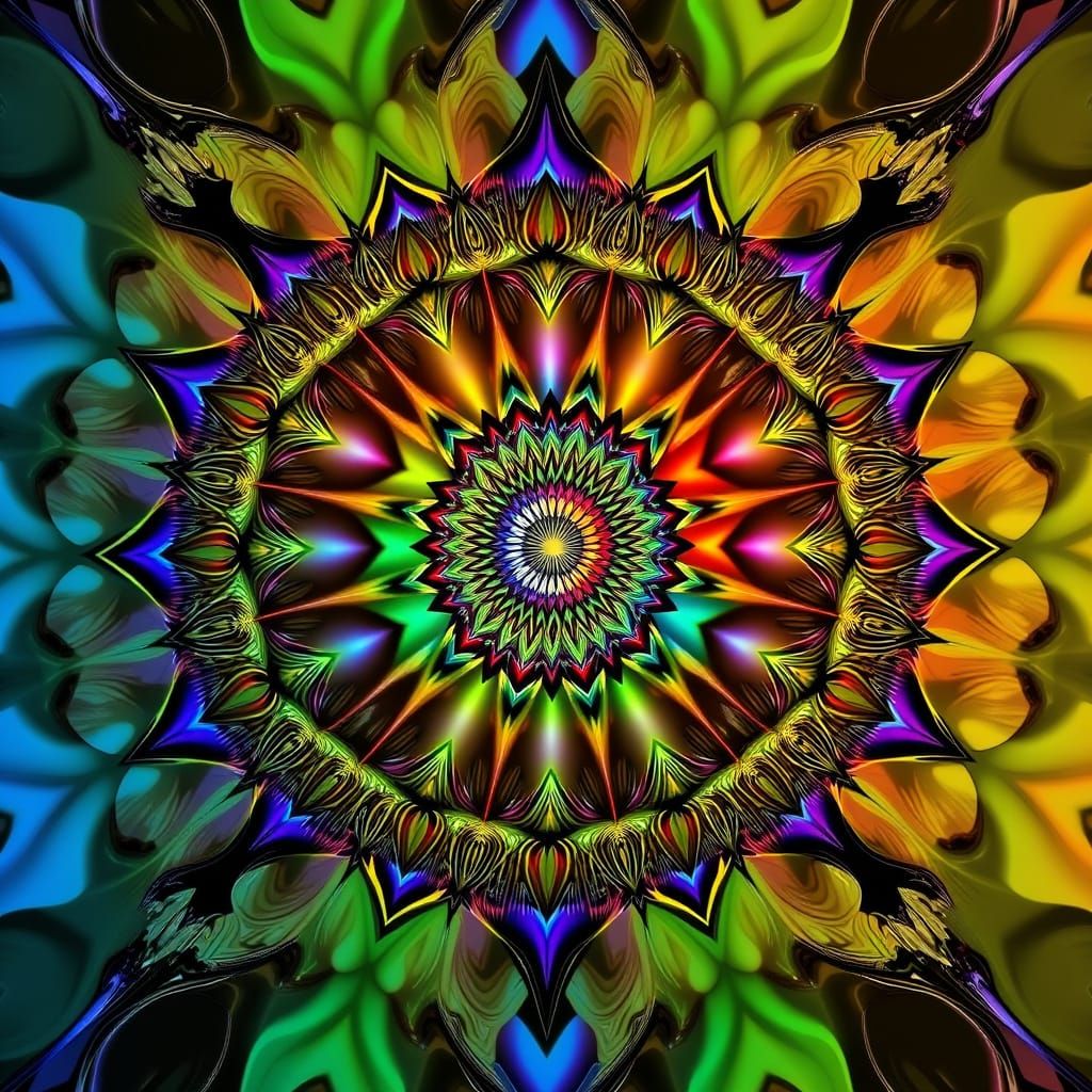 Vibrant Abstract Fractal Pattern with 3D Shading