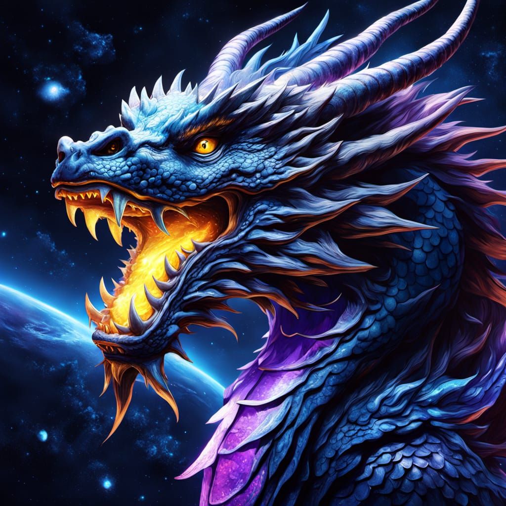 Epic Red Chinese Dragon Holds Planet Earth in Its Open Mouth