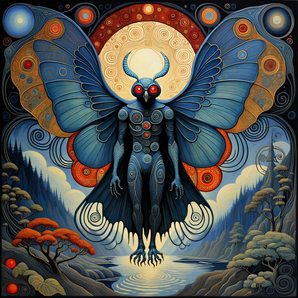 Mothman Macro: A Masterpiece in Art Nouveau Style