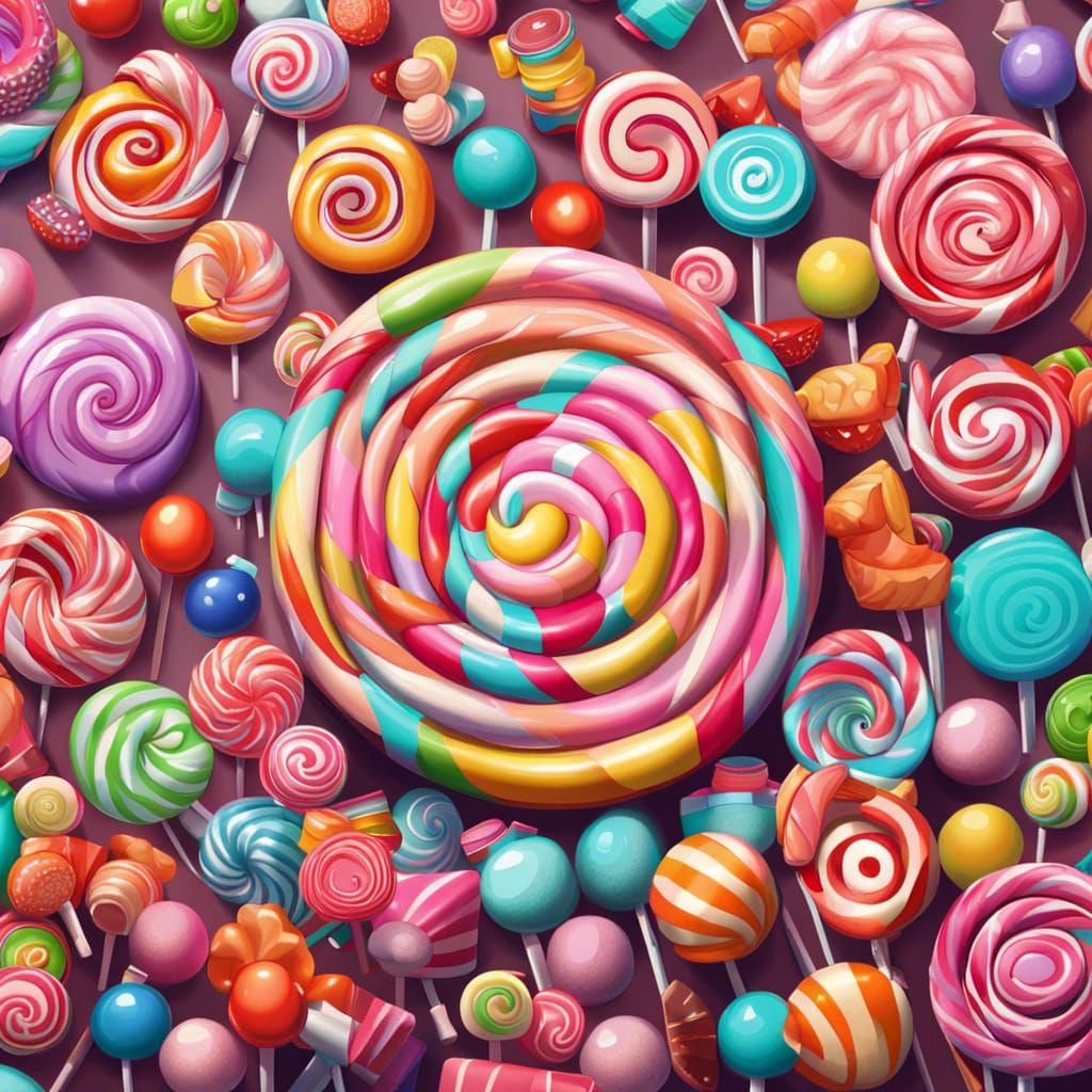 Candy Shop Filled with Lollipops: Digital Illustration