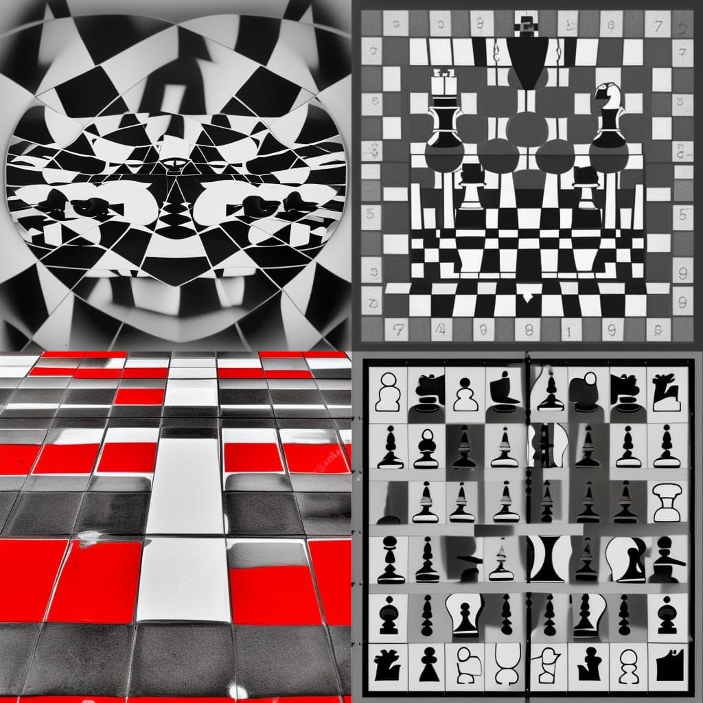 Abstract Black and White Chess Tunnel Illusion