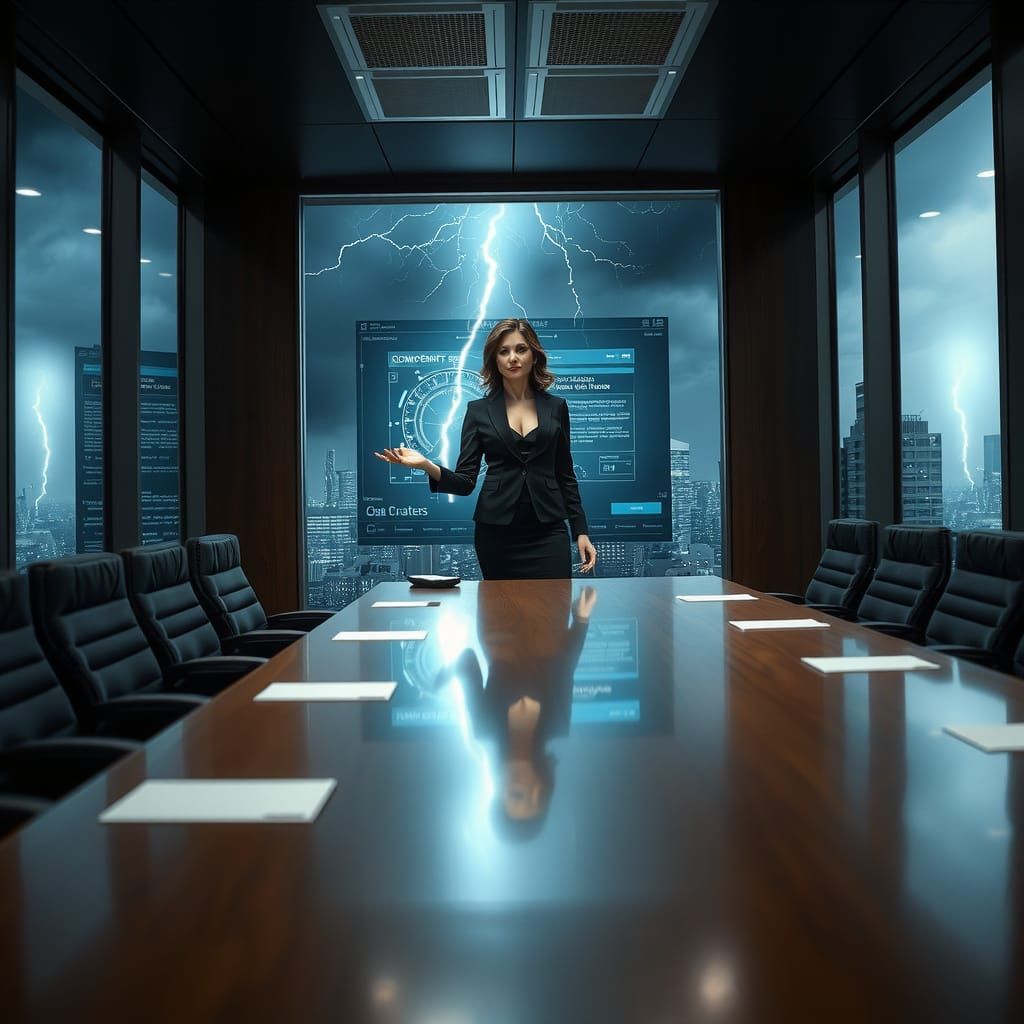 Corporate Leader Presents Amidst Post-Storm Order in Cyberpu...