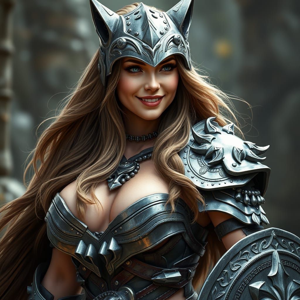 Valkyrie Warrior in Metal Wolf Armor
