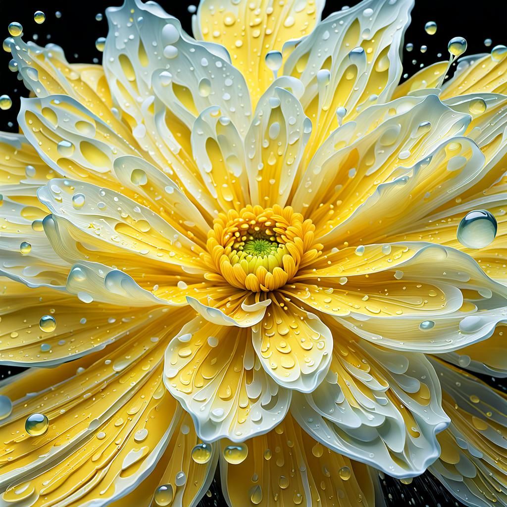Ethereal Water Flower: A Yellow Dahlia