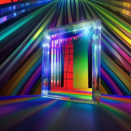 Rainbow Prism Light in Reflective Glass Box