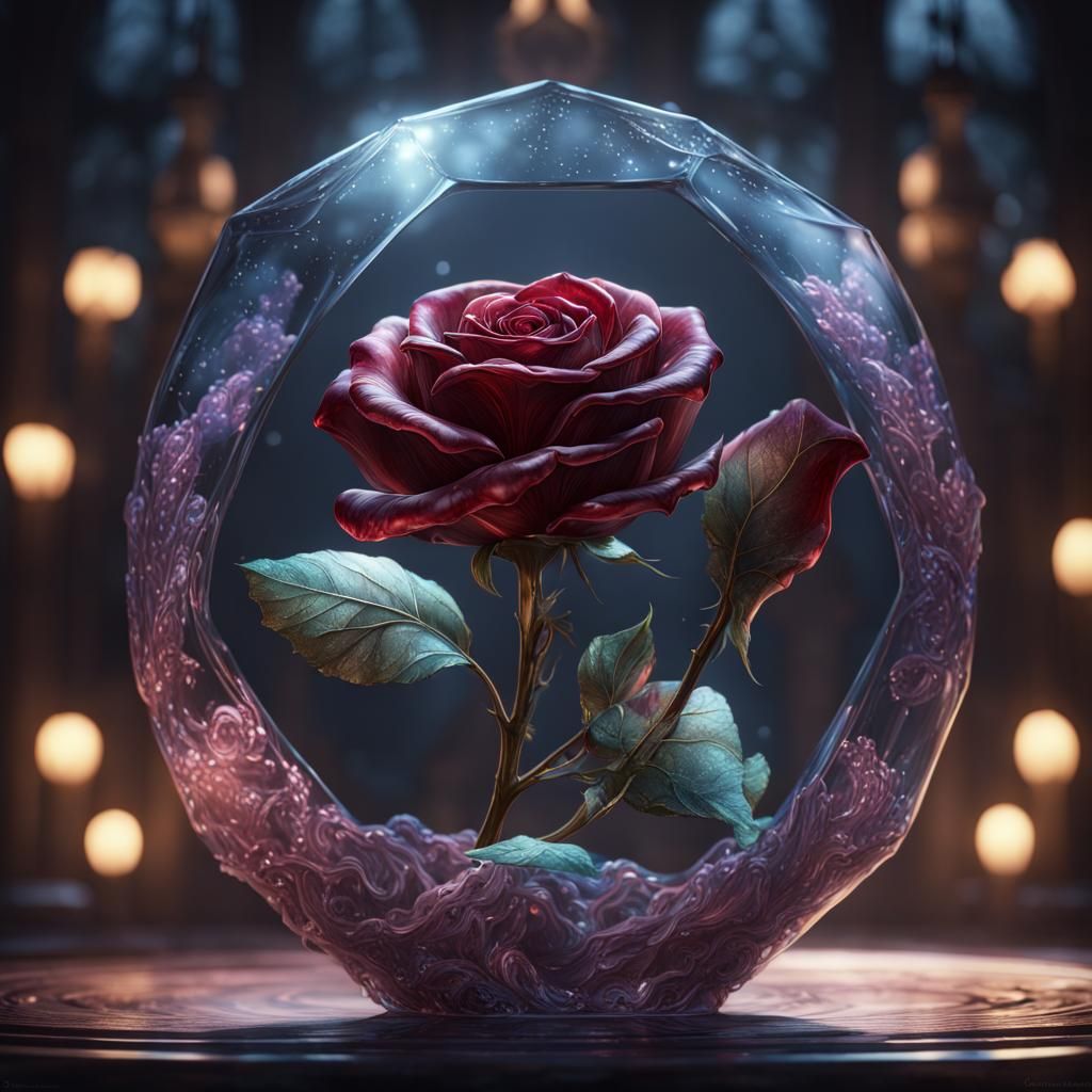 Detailed Glass Rose Fantasy Concept Art