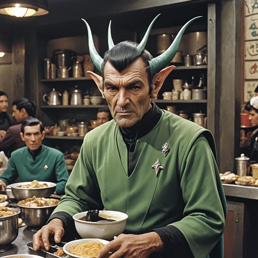 Romulan Soup Vendor with Vulcan Features