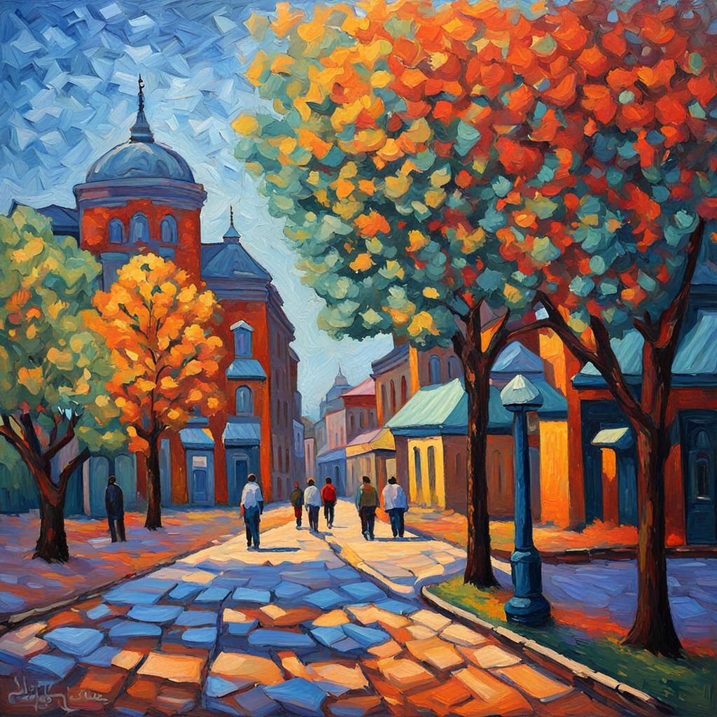 Jackson Mississippi in Neo-Impressionistic Oil Painting