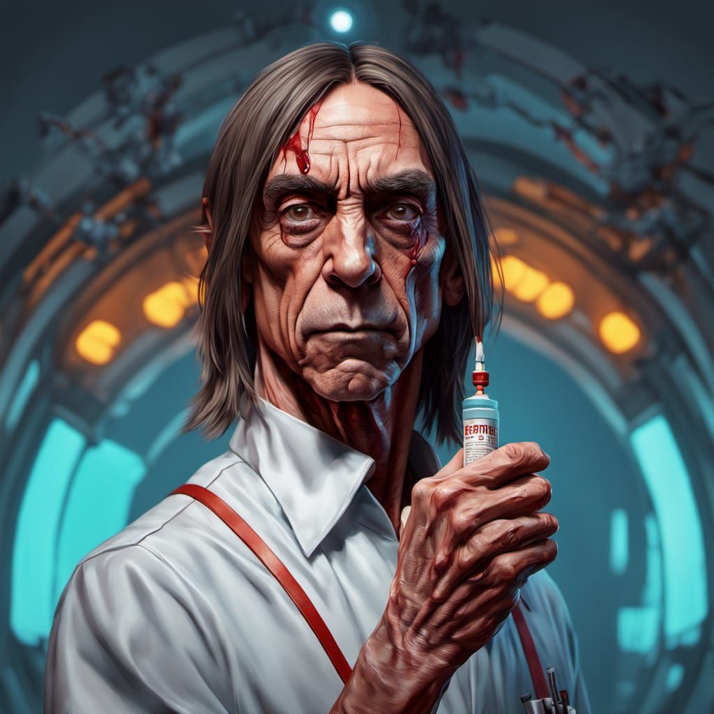 Surreal Punk Icon Iggy Pop as a Hypnotic Nurse