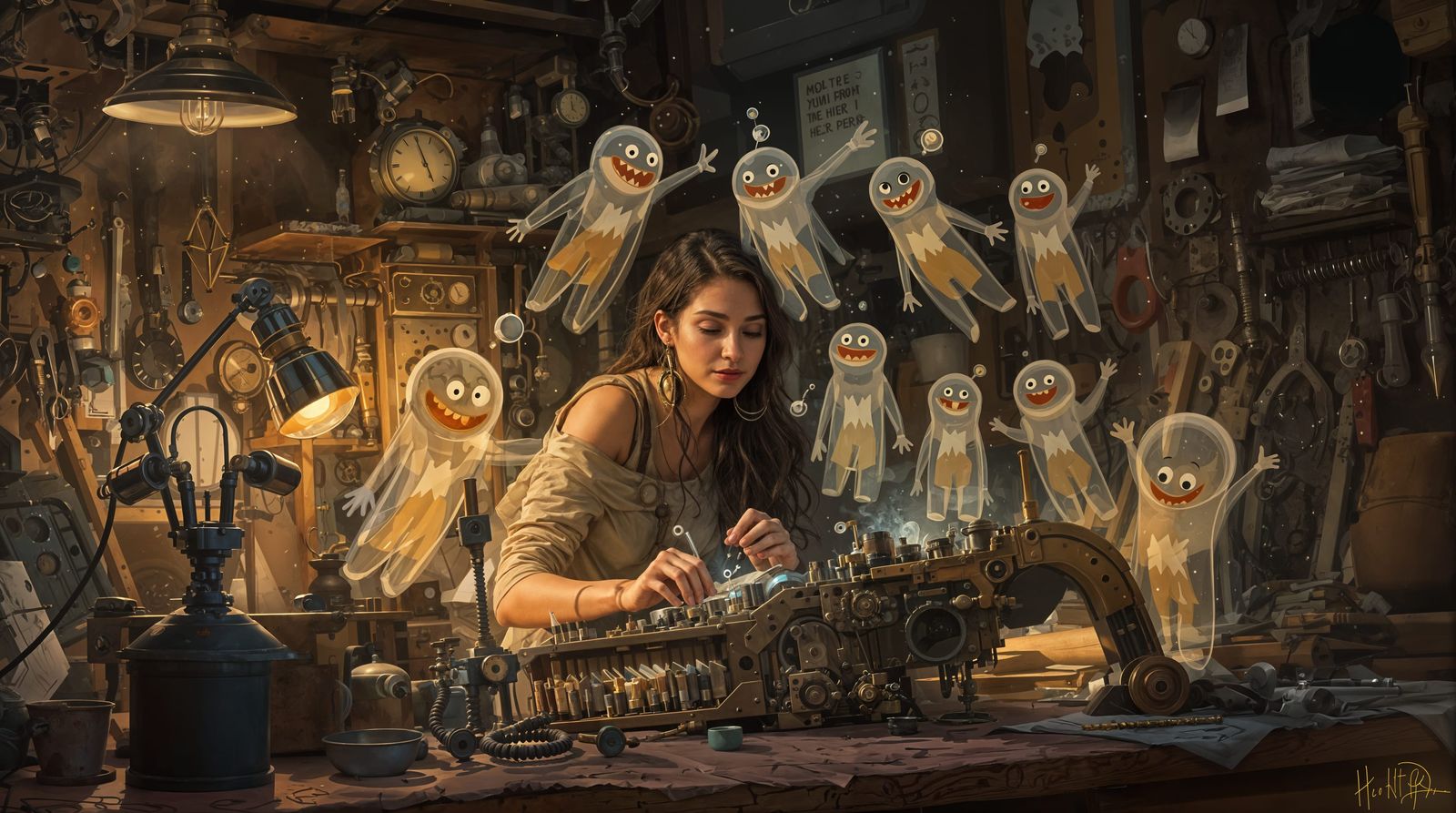 Whimsical Steampunk Inventor Creates Imaginary Friends