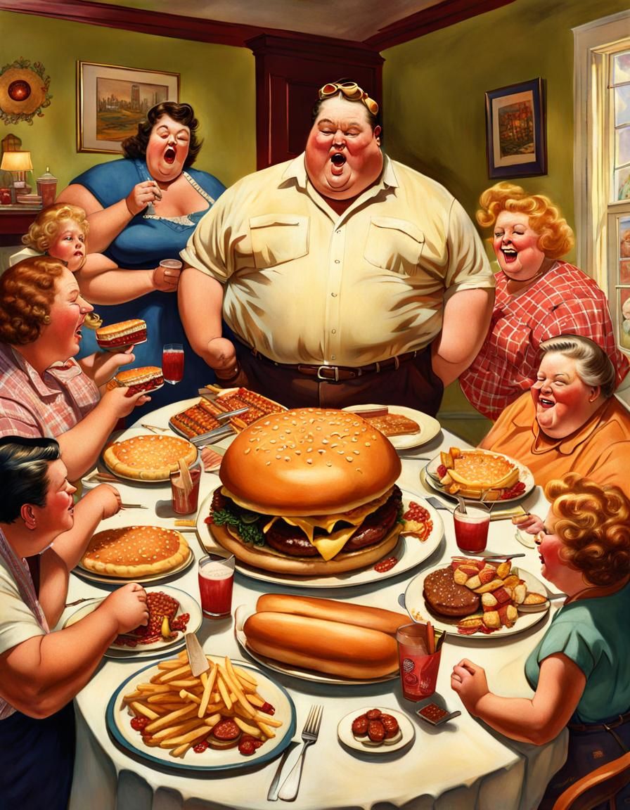 Maximalist Thanksgiving Feast Illustration in Realism Style