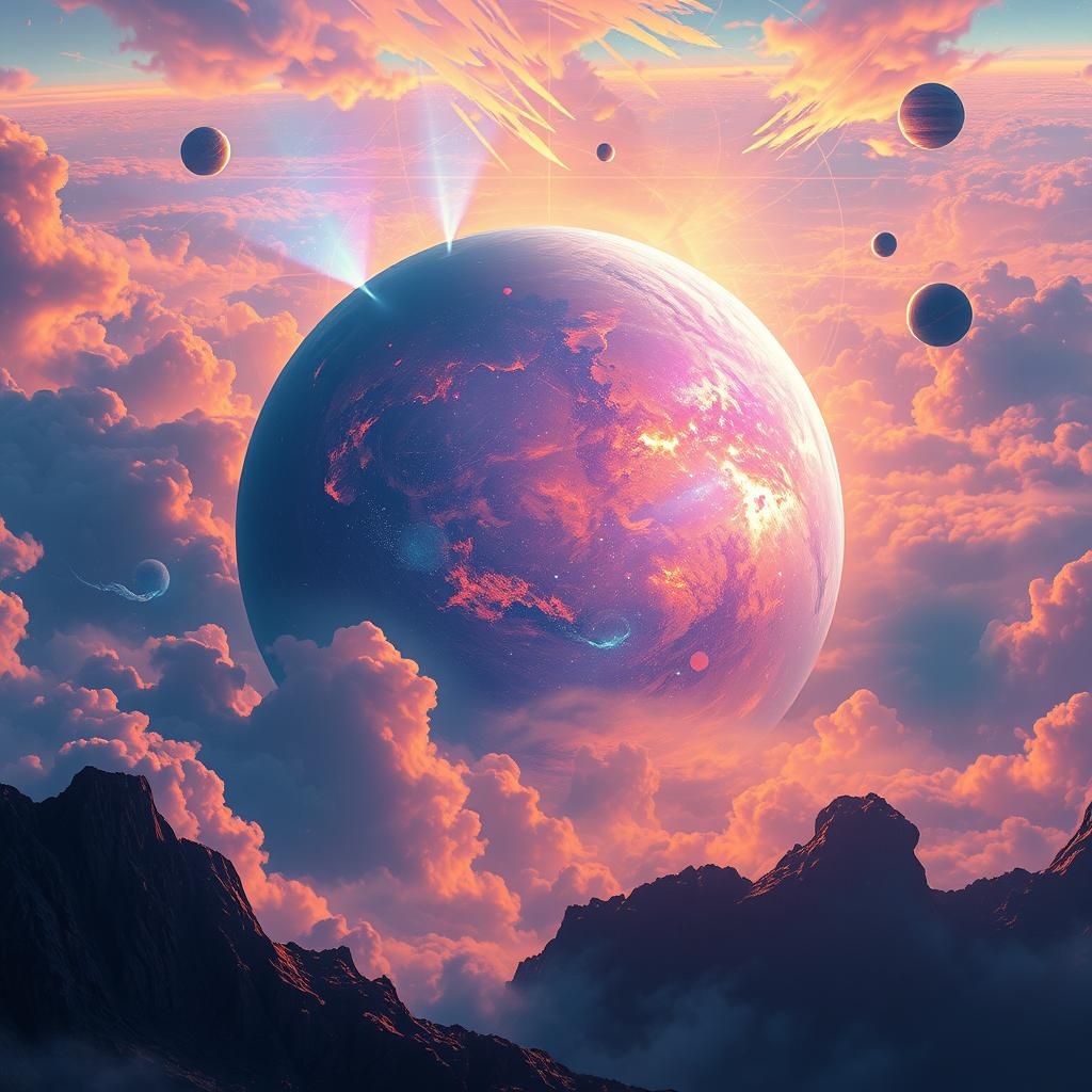 Cosmic Planetoid in Ethereal Fantasy Landscape