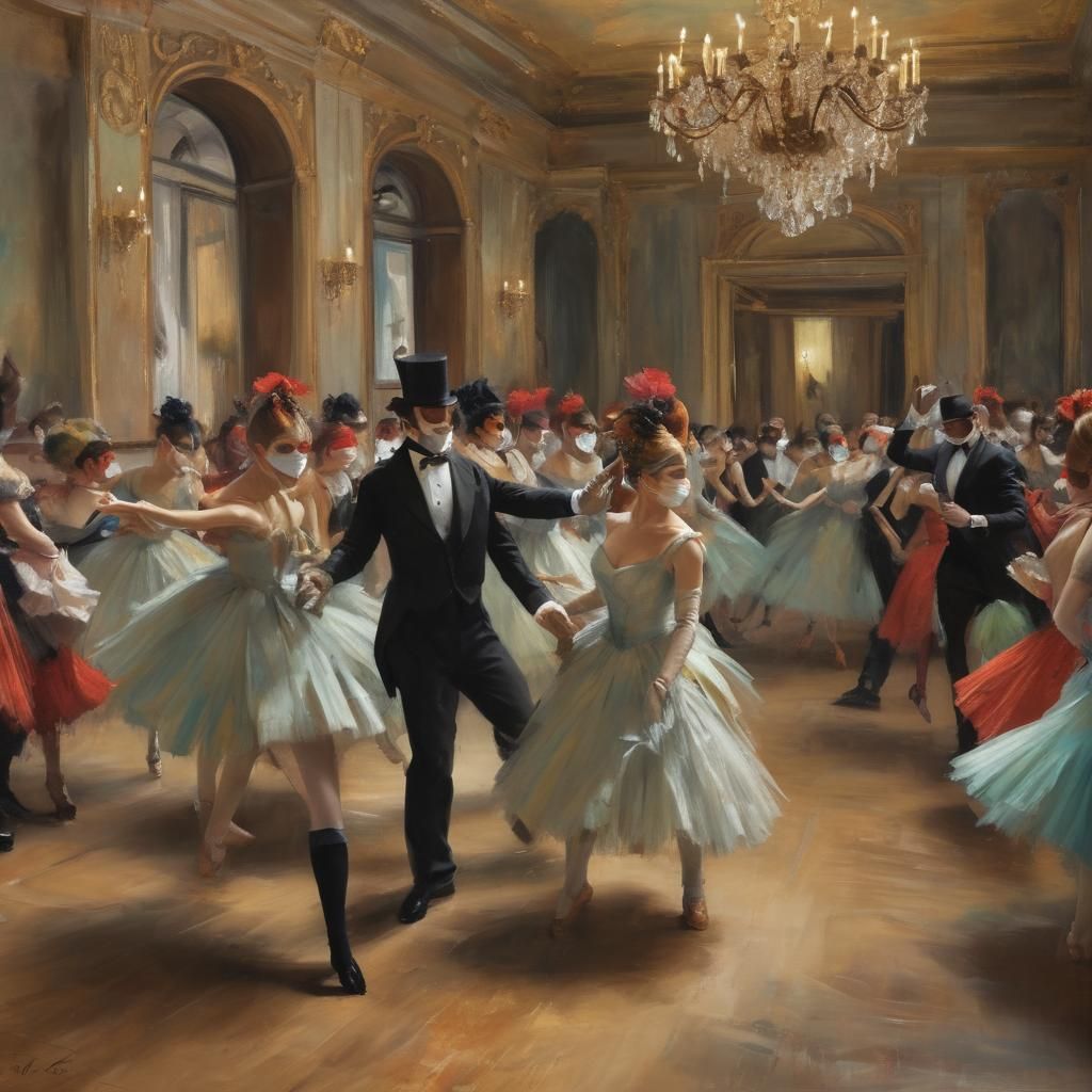 Masquerade Ball in Expressive Impressionist Style