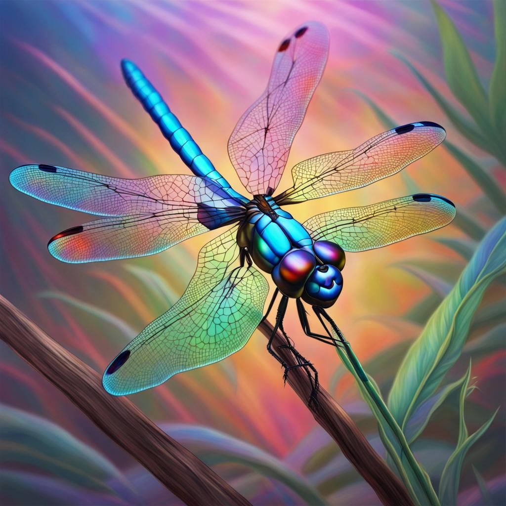 Realistic Holographic Art of a Dragonfly