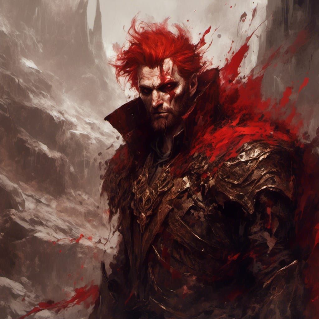 Tormented Hades in Hellish Landscape: Digital Portrait